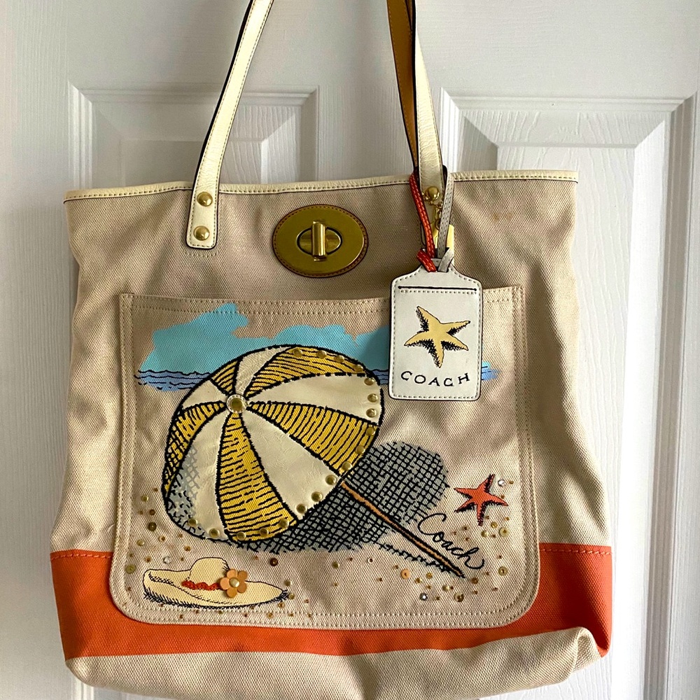 Coach Umbrella Canvas Beach Tote bag